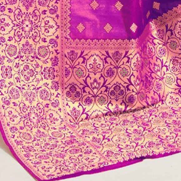 JHEAPS VIOLET PREMIUM FLORAL DESIGNER SILK SAREE - Picture 6 of 6